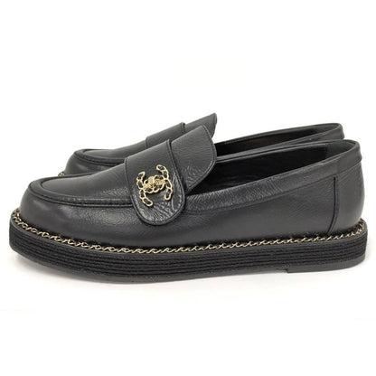 Chanel Loafers Leather Black List 37c