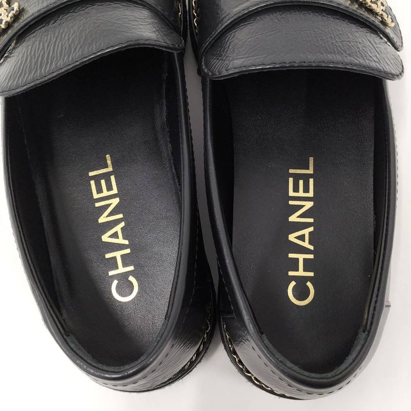 Chanel Loafers Leather Black List 37c