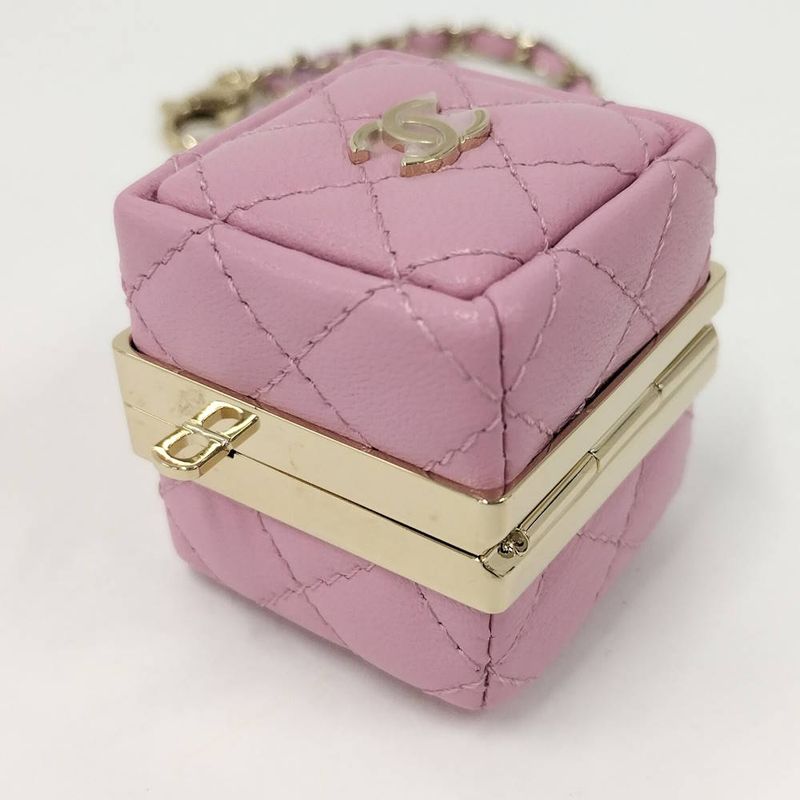 Chanel Mini Bag Charm Quilted Lambskin Pink
