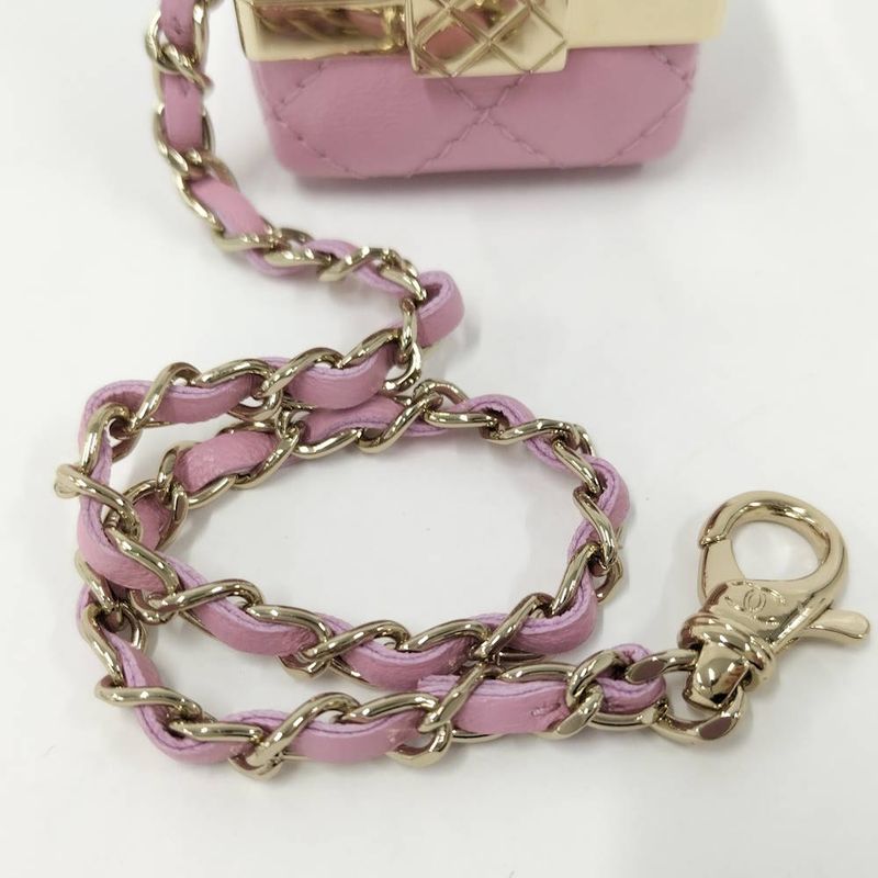 Chanel Mini Bag Charm Quilted Lambskin Pink