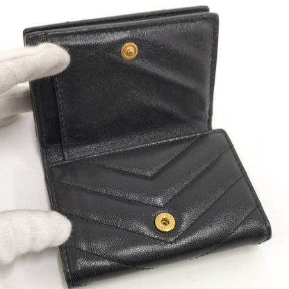 Saint Laurent Origami Tiny Wallet Trifold Compact Leather Black