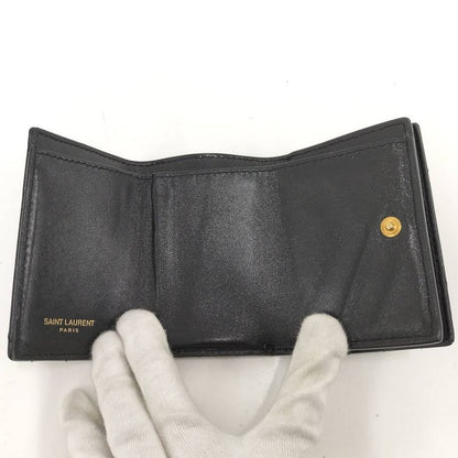 Saint Laurent Origami Tiny Wallet Trifold Compact Leather Black