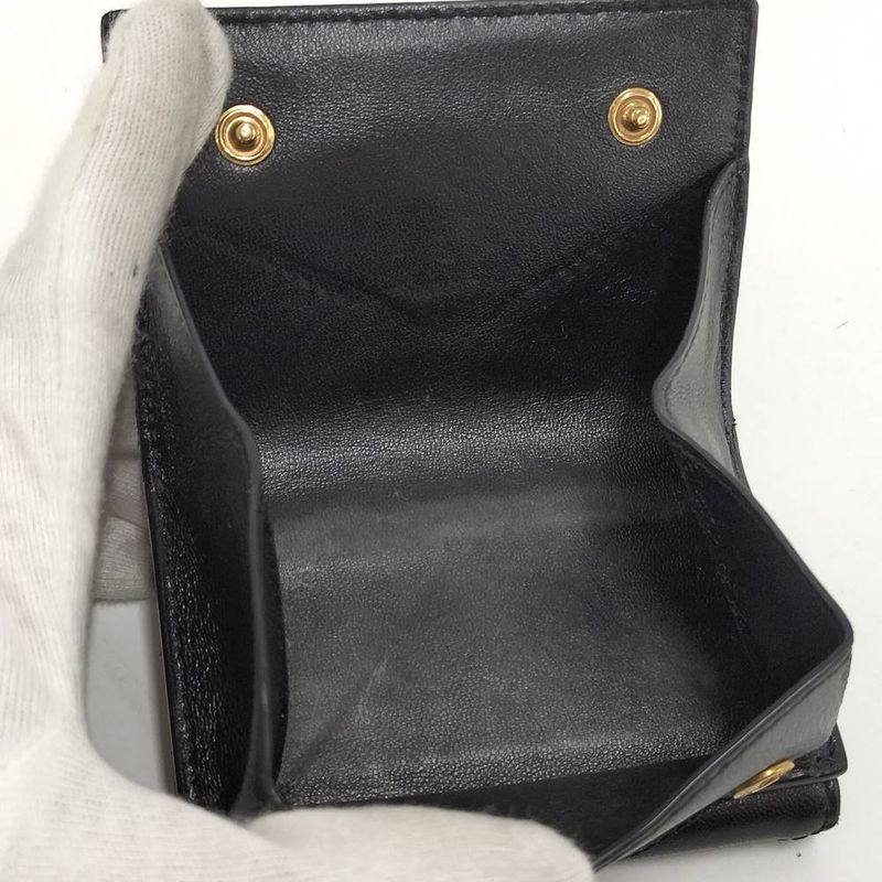 Saint Laurent Origami Tiny Wallet Trifold Compact Leather Black