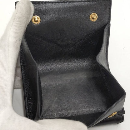 Saint Laurent Origami Tiny Wallet Trifold Compact Leather Black