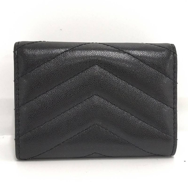 Saint Laurent Origami Tiny Wallet Trifold Compact Leather Black