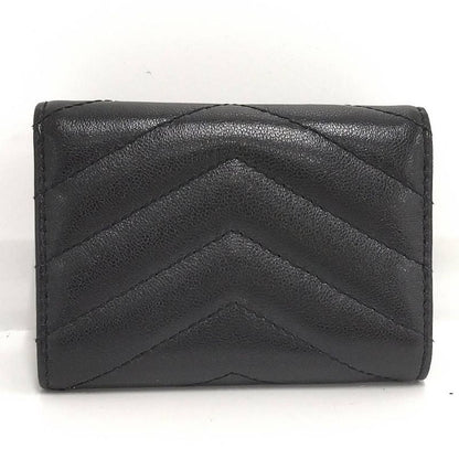 Saint Laurent Origami Tiny Wallet Trifold Compact Leather Black