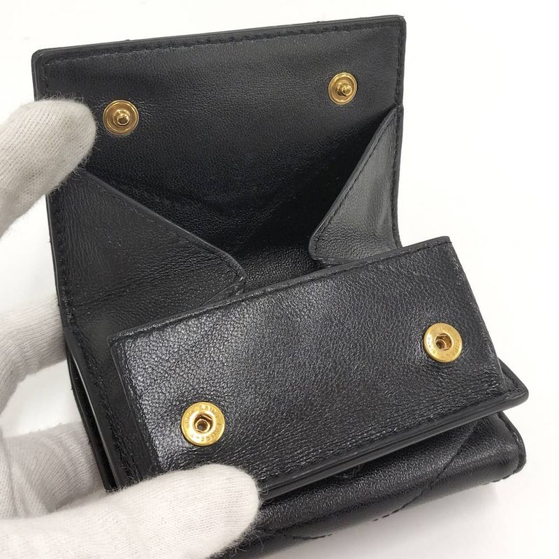 Saint Laurent Origami Tiny Wallet Trifold Compact Leather Black
