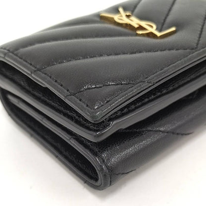 Saint Laurent Origami Tiny Wallet Trifold Compact Leather Black