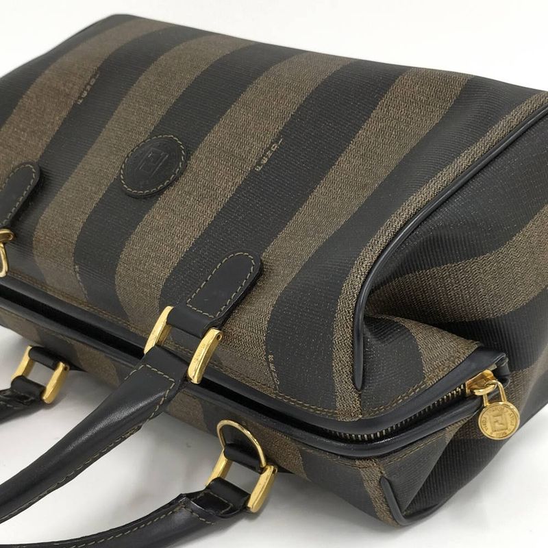 Fendi Pecan Mini Boston Bag Coating Khaki Black