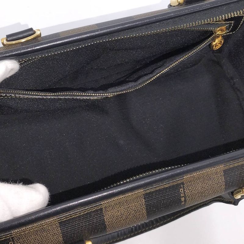 Fendi Pecan Mini Boston Bag Coating Khaki Black