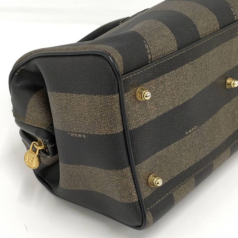 Fendi Pecan Mini Boston Bag Coating Khaki Black