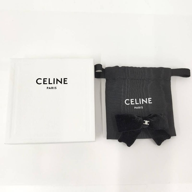 Celine Barrette Ribbon Velour Black Shoulder Bag