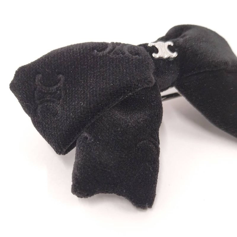 Celine Barrette Ribbon Velour Black Shoulder Bag