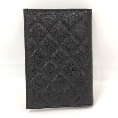 Chanel Passport Case Quilted CC Logo Caviar Leather Black