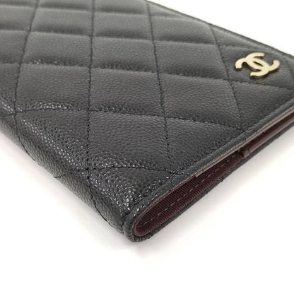 Chanel Passport Case Quilted CC Logo Caviar Leather Black