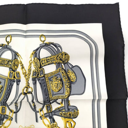 Hermes Carre 45 Scarf Brides de Gala Ceremonial Bridle Black White