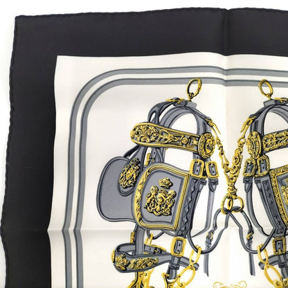 Hermes Carre 45 Scarf Brides de Gala Ceremonial Bridle Black White