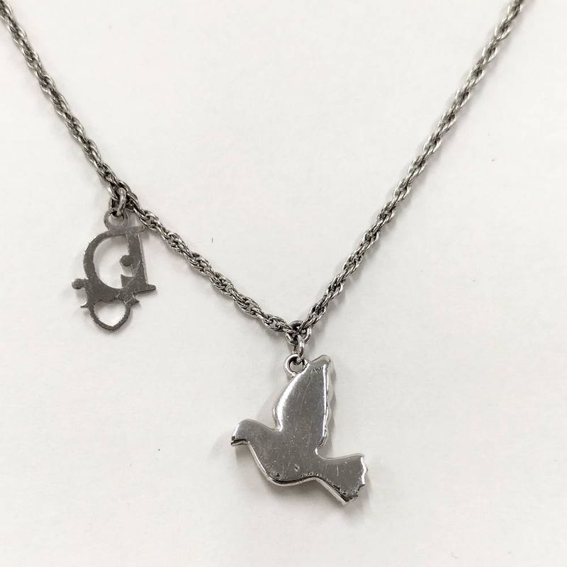 Dior Necklace Bird Line Stone Silver Plated