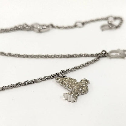 Dior Necklace Bird Line Stone Silver Plated