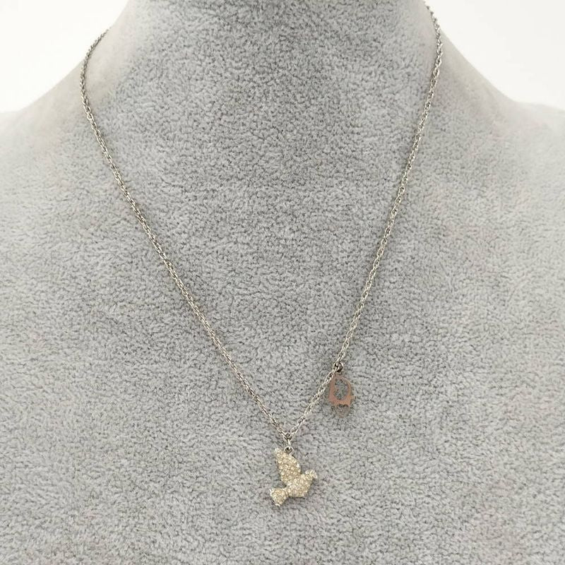 Dior Necklace Bird Line Stone Silver Plated