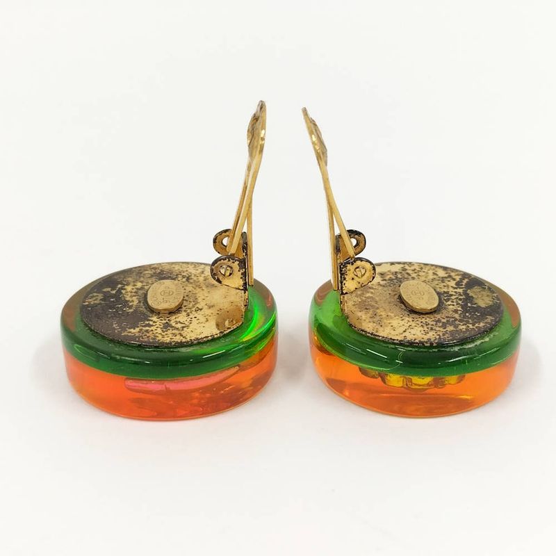 Chanel Earrings CC Logo High Heel Plated Gold