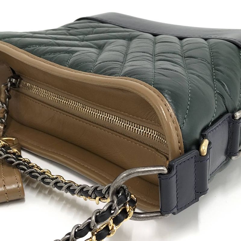 Chanel Gabriel de Chain Shoulder Bag Leather Green
