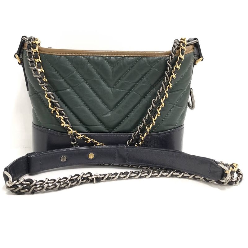 Chanel Gabriel de Chain Shoulder Bag Leather Green