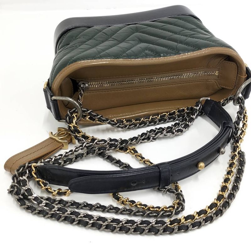 Chanel Gabriel de Chain Shoulder Bag Leather Green