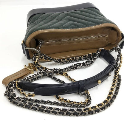Chanel Gabriel de Chain Shoulder Bag Leather Green