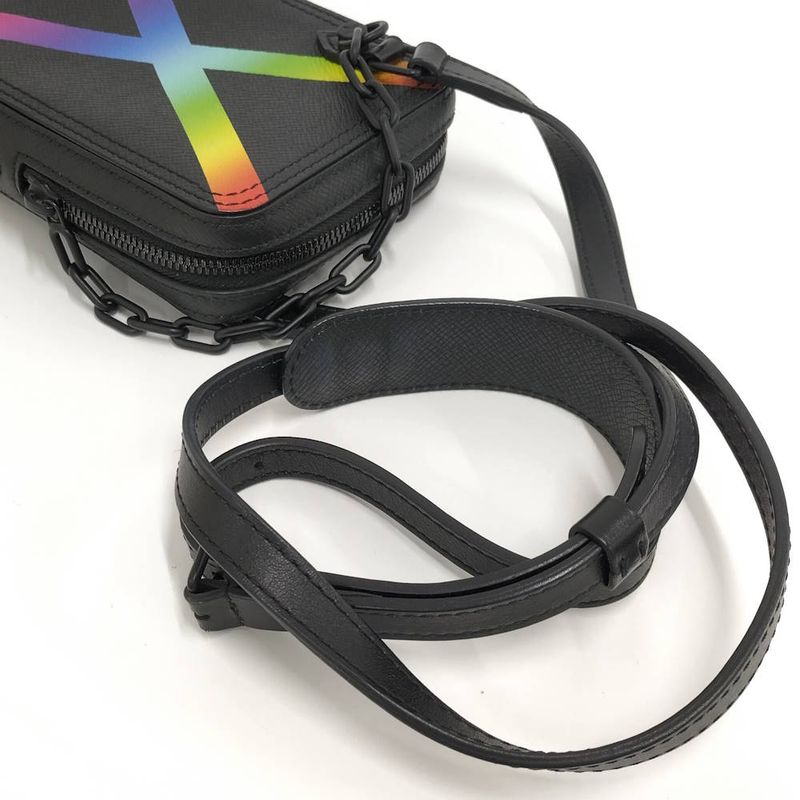 Louis Vuitton Danube Messenger Shoulder Bag Taiga Rainbow Noir Black