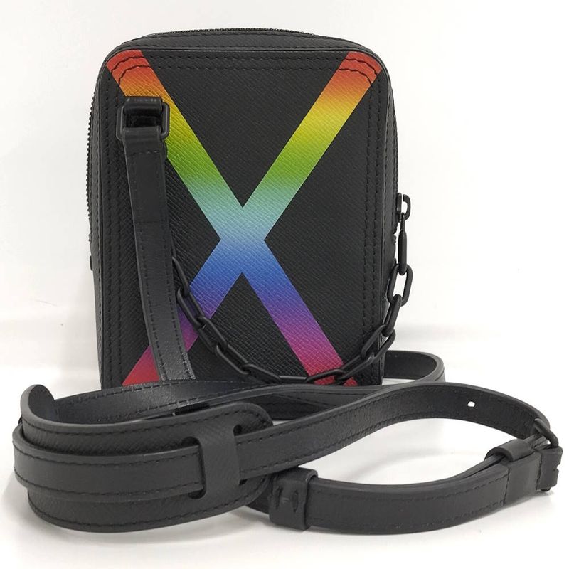 Louis Vuitton Danube Messenger Shoulder Bag Taiga Rainbow Noir Black