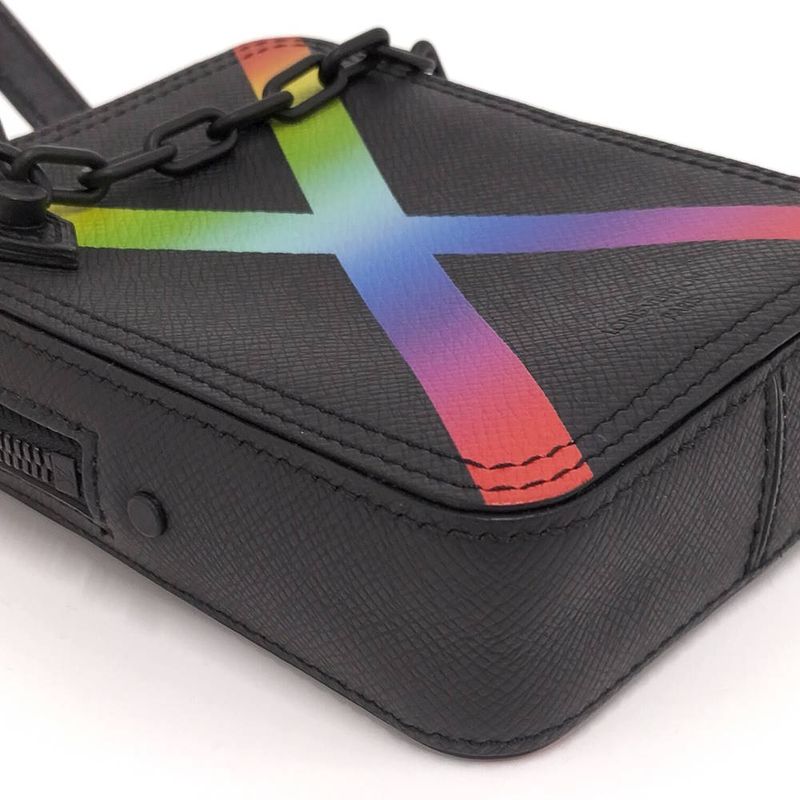 Louis Vuitton Danube Messenger Shoulder Bag Taiga Rainbow Noir Black