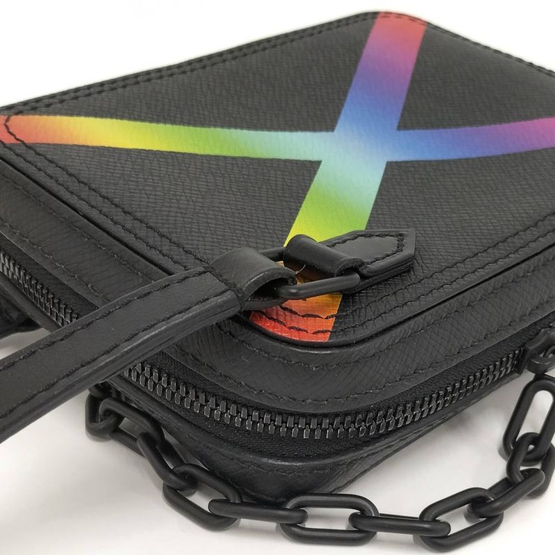 Louis Vuitton Danube Messenger Shoulder Bag Taiga Rainbow Noir Black