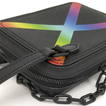 Louis Vuitton Danube Messenger Shoulder Bag Taiga Rainbow Noir Black