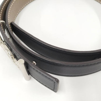Hermes Reversible Belt Lug Leather Black Etoupe Silver