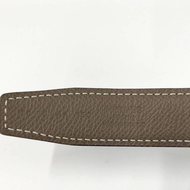 Hermes Reversible Belt Lug Leather Black Etoupe Silver