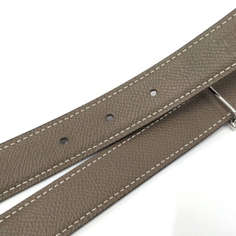Hermes Reversible Belt Lug Leather Black Etoupe Silver