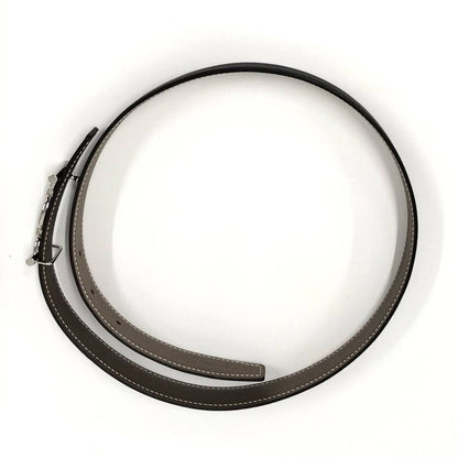 Hermes Reversible Belt Lug Leather Black Etoupe Silver