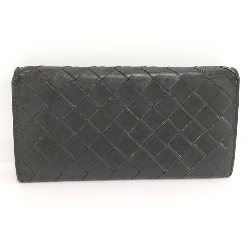 Bottega Veneta Bifold Wallet Intrecciato Leather Black Khaki