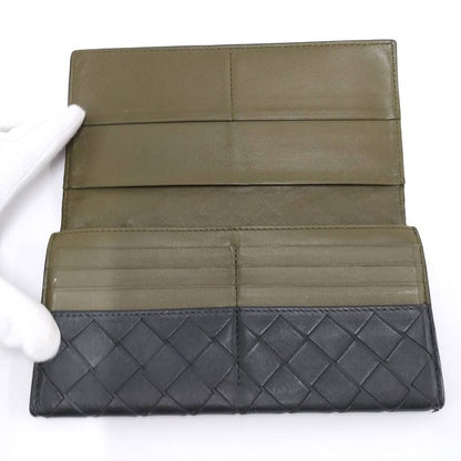 Bottega Veneta Bifold Wallet Intrecciato Leather Black Khaki