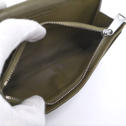 Bottega Veneta Bifold Wallet Intrecciato Leather Black Khaki