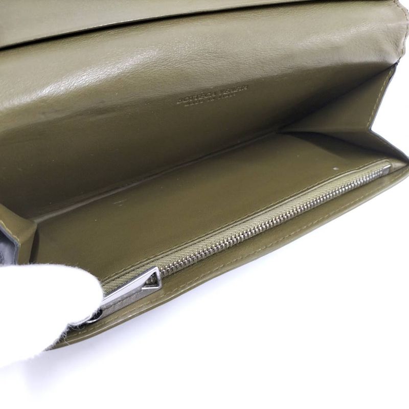 Bottega Veneta Bifold Wallet Intrecciato Leather Black Khaki