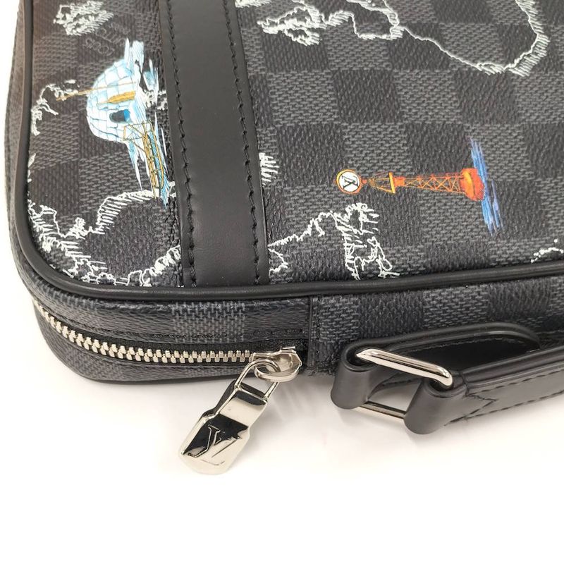Louis Vuitton Danube PM NM Shoulder Bag Damier Graphite Map