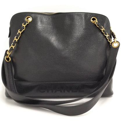 Chanel Chain Shoulder Bag Caviar Leather Black