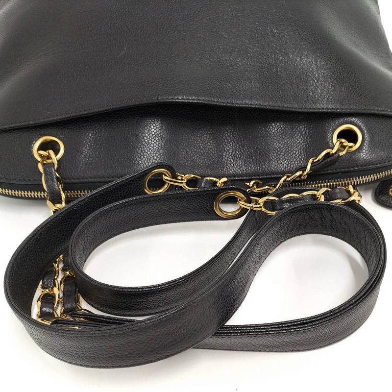 Chanel Chain Shoulder Bag Caviar Leather Black