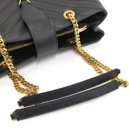Saint Laurent Yves Chain Shoulder Bag Leather Black
