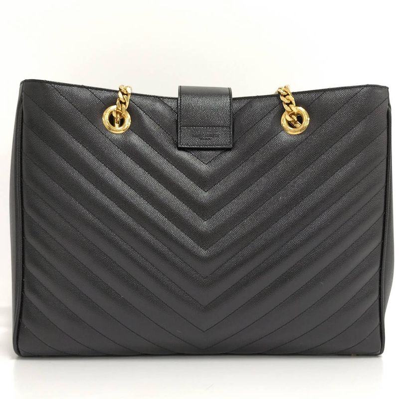 Saint Laurent Yves Chain Shoulder Bag Leather Black