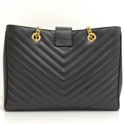 Saint Laurent Yves Chain Shoulder Bag Leather Black