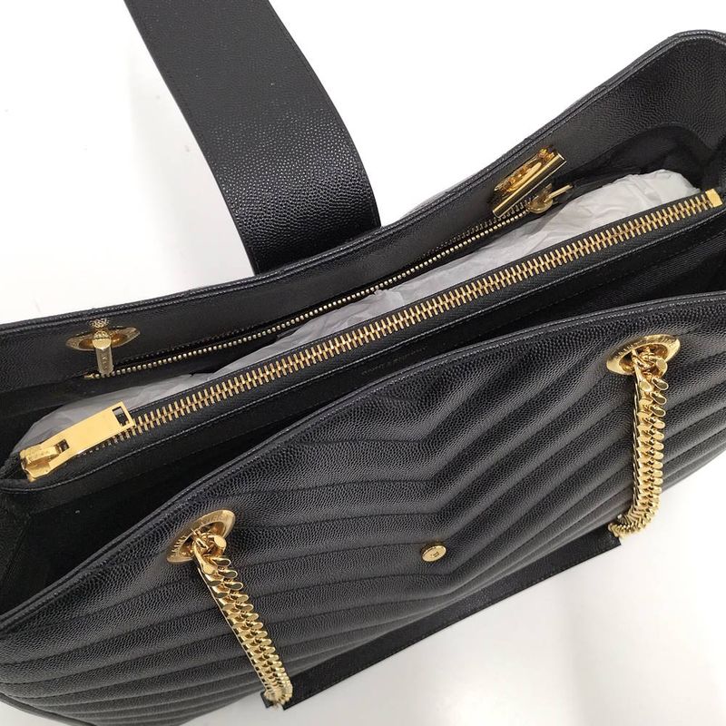Saint Laurent Yves Chain Shoulder Bag Leather Black