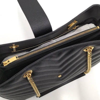 Saint Laurent Yves Chain Shoulder Bag Leather Black